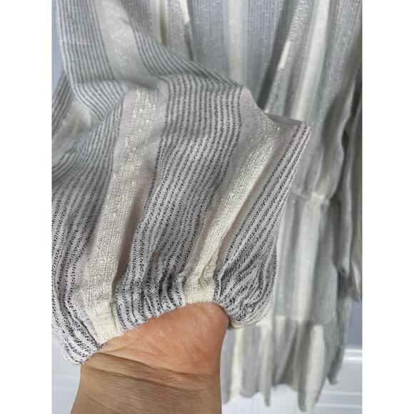 Blue Island, Size Large, White & Gray Beach Coverup, Boho, Beaded Tassel, EUC - Picture 3 of 8